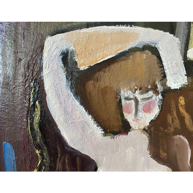 Modern 1980s Oil Painting Portrait of a Girl Valentin Dmytrovych Khrushch For Sale - Image 3 of 9