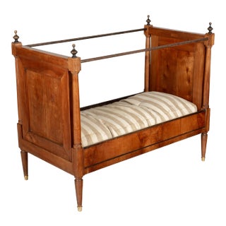 19th Century Napoleon III Child's Bed, Solid Cherry Wood, Hand-Crafted For Sale