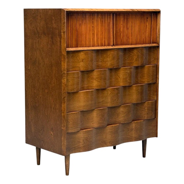 Edmund J Spence, Swedish Modern, Maple, Wave Highboy, Sweden, 1950s For Sale