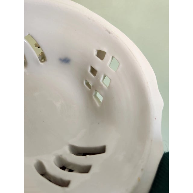 Antique Late 19th Century Thuringian Pedestal Fruit Bowl, Reticulated With Raised Flowers For Sale - Image 11 of 13