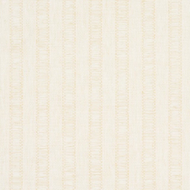 Schumacher Linen Woven Texture Stripe Wallpaper In Natural For Sale