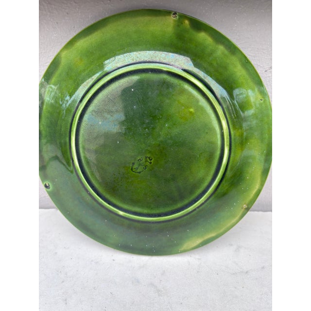 19th Century Majolica Pink Flowers Plate Clairefontaine For Sale - Image 4 of 4