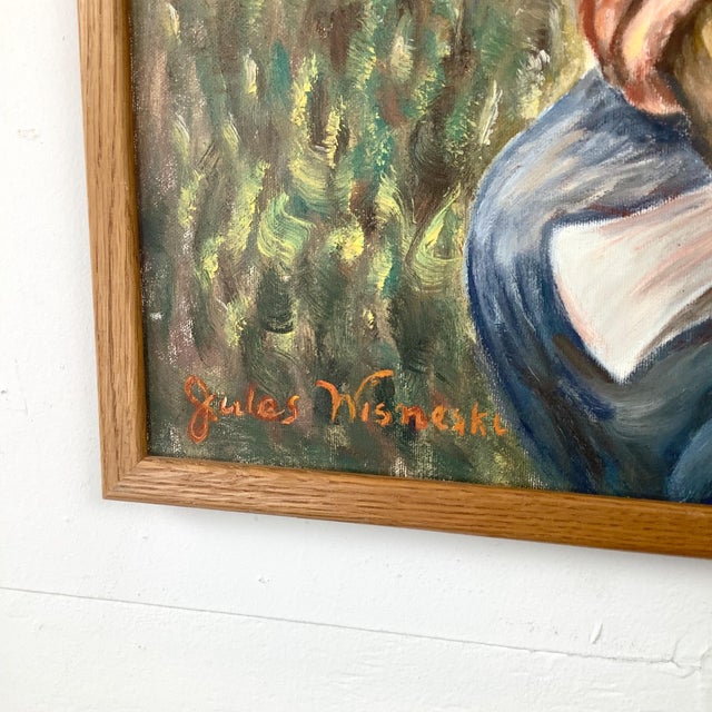 Mid-Century Figurative Oil Painting of Woodsman by Jules Wisneski For Sale In Philadelphia - Image 6 of 12