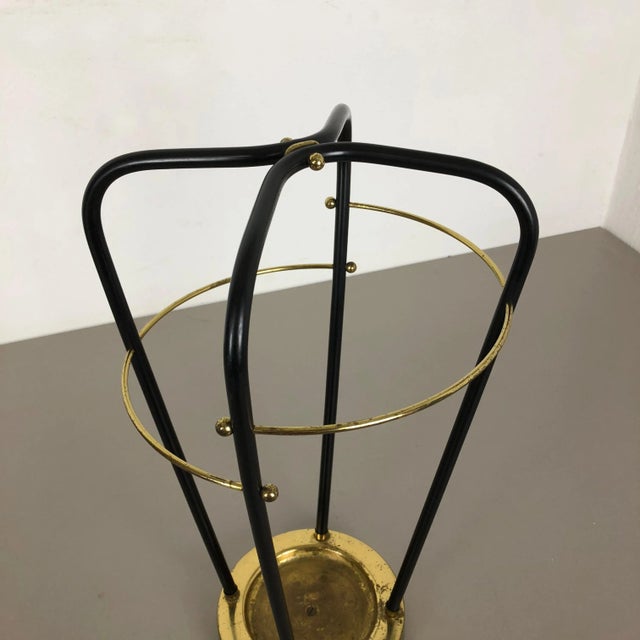 Mid-Century German Hollywood Regency Metal Brass Umbrella Stand, 1950s For Sale - Image 4 of 14