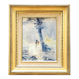 Gilt Framed Impressionist Style Landscape Oil Painting, Signed For Sale