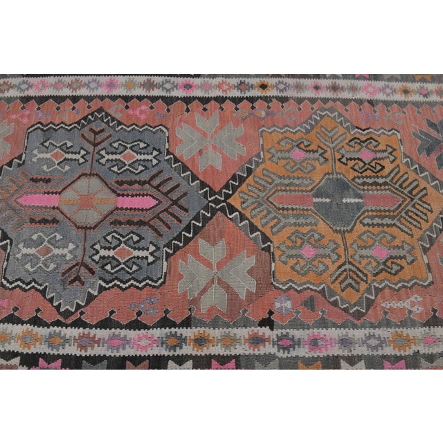 1970s Vintage Handmade Wool Cotton Pink Coral Runner Rug For Sale - Image 11 of 11