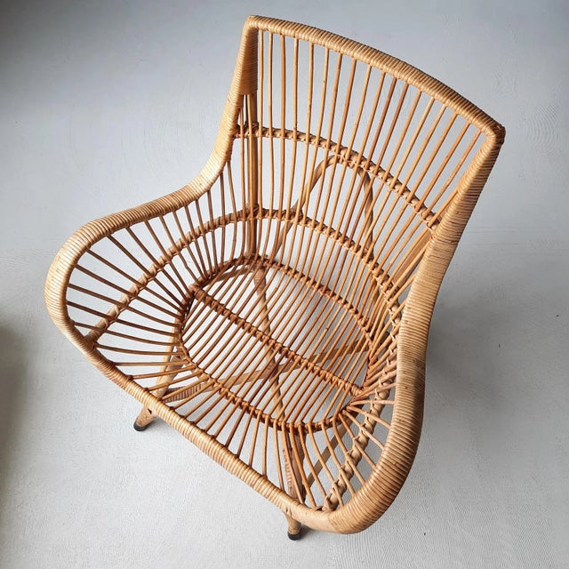 Vintage Lounge Chair in Rattan, 1960s, in Good conditions. Designed 1960 to 1969