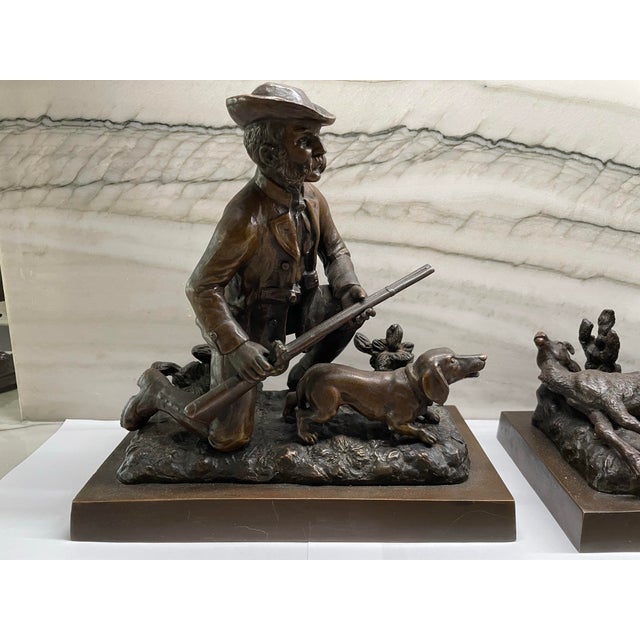 Pair 19th Century Austrian Bronze Hunter Sculptures For Sale - Image 12 of 12