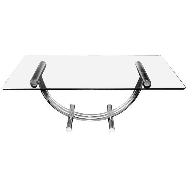 Vintage Italian Chrome & Glass Console For Sale