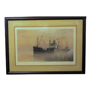John Kelly Signed Limited Edition "Coastal Freighter" Framed Serigraph 194/500