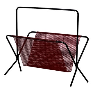 Mid-Century Modern Black and Red Magazine Rack from Pilastro, 1950s For Sale