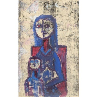 Sven Linder, Modern Depiction of Mother and Child, Mixed Media on Panel For Sale
