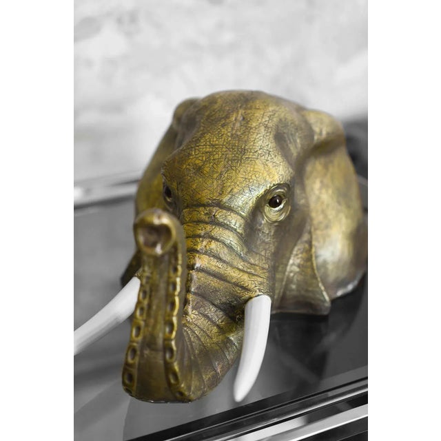 Elephant Head in Brass For Sale - Image 5 of 6