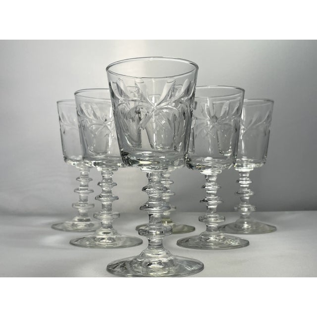Vintage 1940’s Rock Sharpe Victoria Small Wine or Cordial Stemware- Set of 6 For Sale - Image 10 of 11