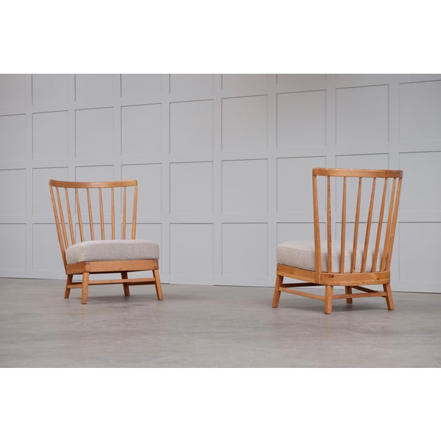 Set of Scandinavian Modern Pine Lounge Chairs, 1950s For Sale - Image 9 of 14