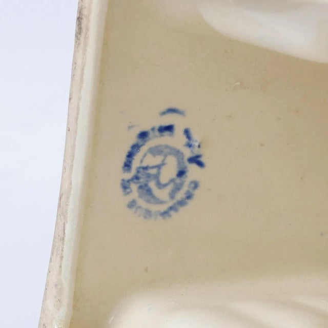 Beige Crackle Glaze Ceramic Bookends from Ceramique De Bruxelles, Set of 2 For Sale - Image 8 of 9