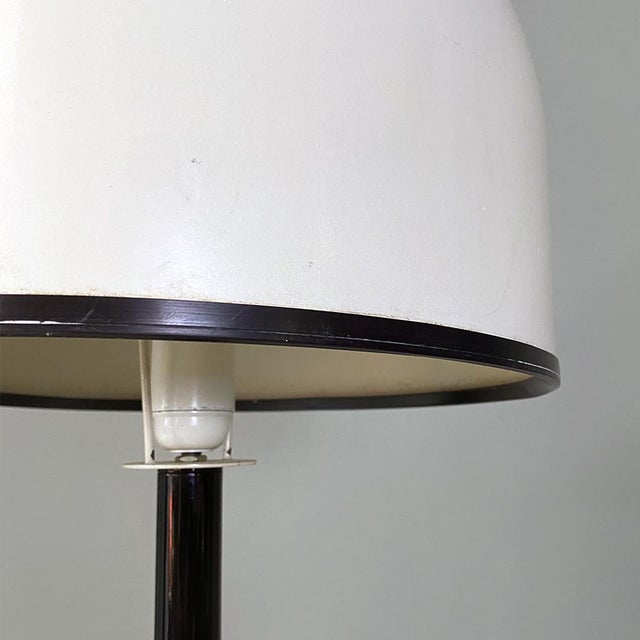 Italian Postmodern Black Metal Floor Lamp with White Metal Lampshade, 1980s For Sale - Image 6 of 14