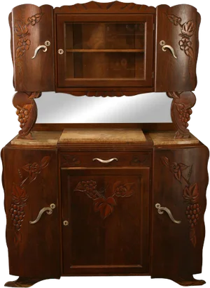 1920 Art Deco Buffet French Carved Grapes Oak