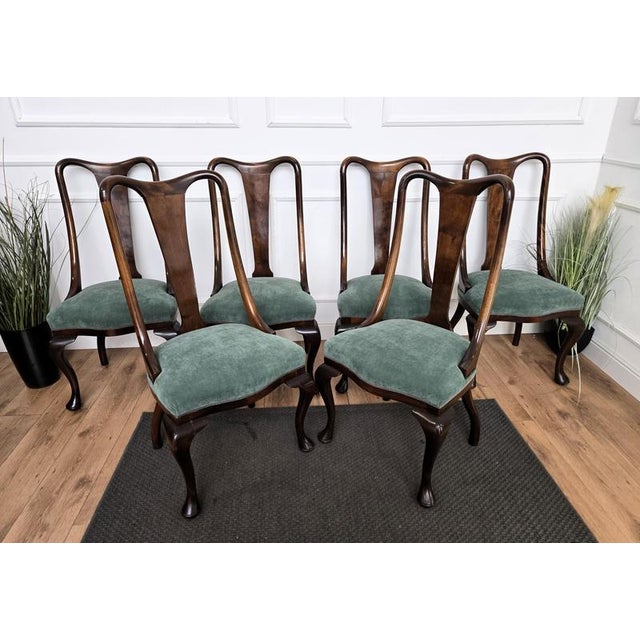 Mid-Century Modern Italian Upholstered Walnut Dining Chairs, 1950s, Set of 6 For Sale - Image 9 of 11