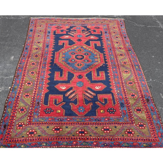 Tribal Antique Caucasian Kazak Rug With Bold Geometric Tribal Medallion Design For Sale - Image 3 of 16