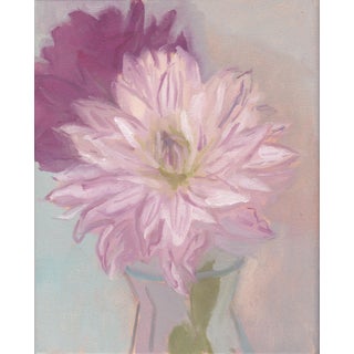 Original Oil Painted "Striped Dahlia" by Michelle Farro For Sale