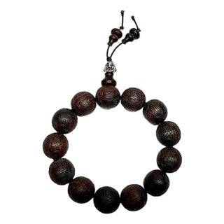 Chinese Rosewood Carved Beads Hand Rosary Praying Bracelet For Sale