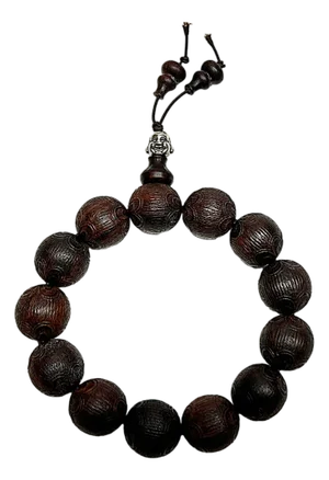 Chinese Rosewood Carved Beads Hand Rosary Praying Bracelet