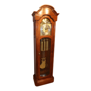 Ridgeway Model 266 Vintage Grandfather Clock in Cherry With Moon Dial, Triple Chime