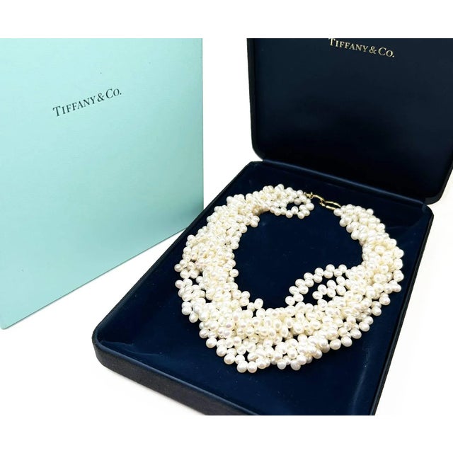 Tiffany &Co Picasso 18K 750 Gold Freshwater Pearl 8 Strands Choker Necklace *Marked Tiffany &Co, 750 and Paloma Picasso *...
