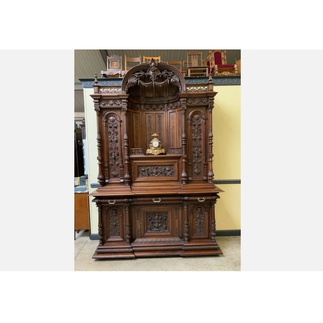 Wood Neo-Renaissance Column Buffet, 1880s For Sale - Image 7 of 13
