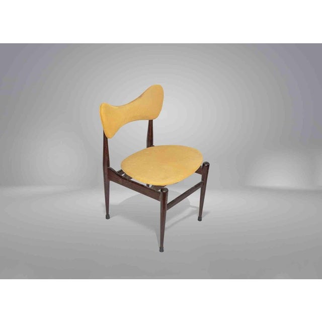 Butterfly Chairs in Wood and Yellow Fabric by Inge and Luciano Rubino, 1960s, Set of 6 For Sale - Image 3 of 7