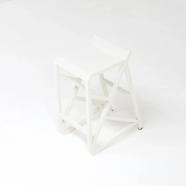 White Walk the Line White Stool by Deevie Vermetten for Fermetti Atelier Belge, 2012 For Sale - Image 8 of 15