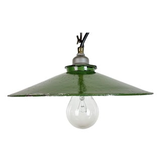 Industrial Green Enamel Light, 1950s For Sale