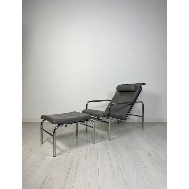 Set of Vintage Italian Genni Lounge Chair with Ottoman by Gabriele Mucchi for Zanotta, 1980s For Sale - Image 10 of 10