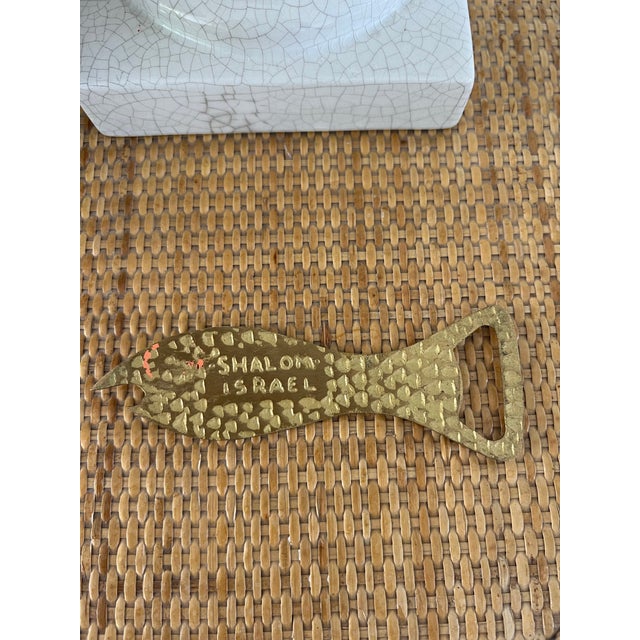 Mediterranean Vintage Mid Century Brass Fish Sculpted Bottle Opener For Sale - Image 3 of 4