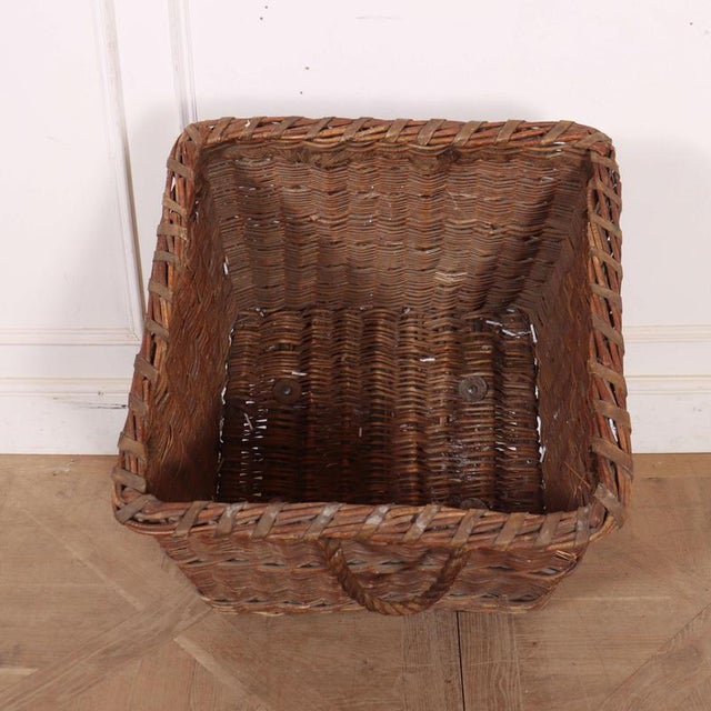 Brown Vintag Country House Log Basket, 1920s For Sale - Image 8 of 9