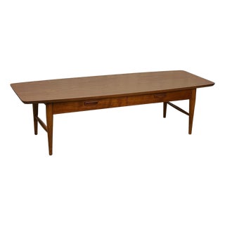 Mid-Century Walnut Surfboard Cocktail Coffee Table by Lane For Sale