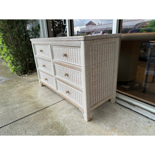 Henry Link Late 20th Century Vintage Coastal Henry Link Wicker Dresser For Sale - Image 4 of 8