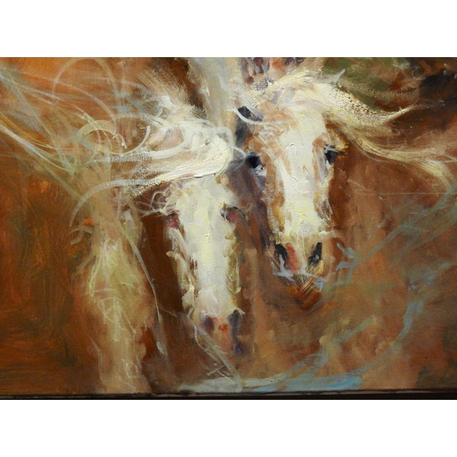 White Expressionist Oil Painting, "Iv" Horses Dissipating For Sale - Image 8 of 12