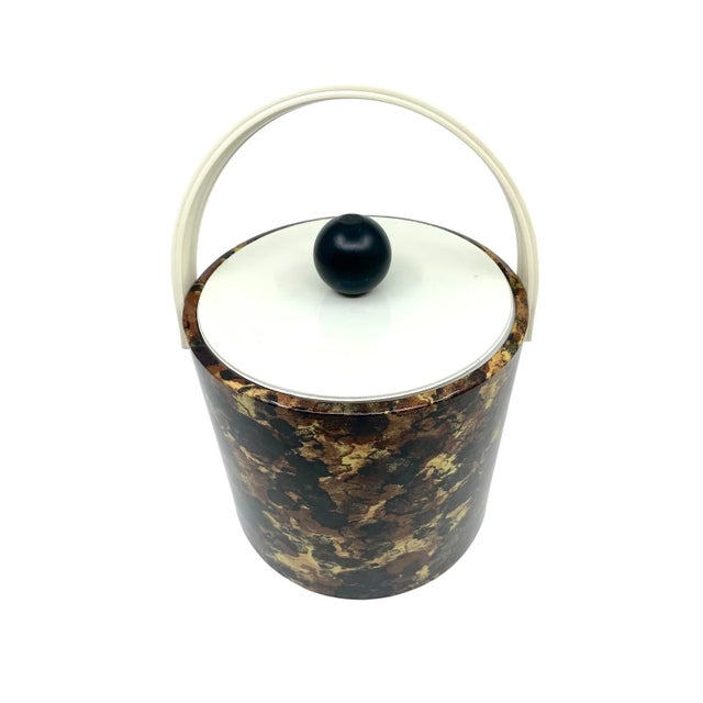 Abstract 1970s Vintage Faux Tortoiseshell Ice Bucket For Sale - Image 3 of 13