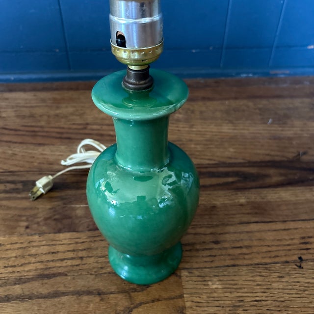 Adorable green ginger jar table lamp. A petite lamp to brighten your space.