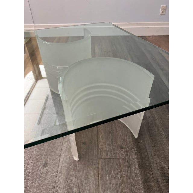 Transparent Modern Glass and Lucite Cocktail Table For Sale - Image 8 of 9