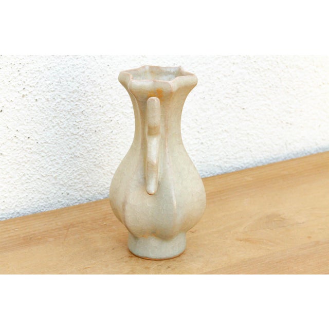 Traditional Butterfly Handle Celadon Craze Vase For Sale - Image 3 of 7