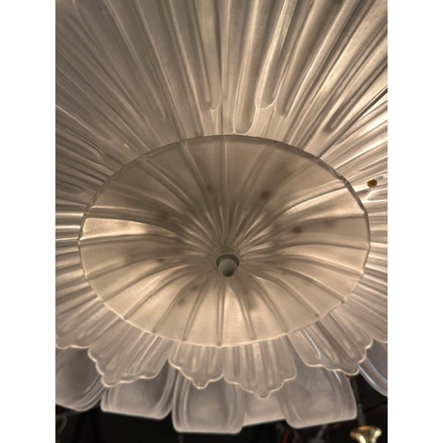 Modern Modern Sunflower Frosted Murano Glass Flush Mount Chandelier For Sale - Image 3 of 5