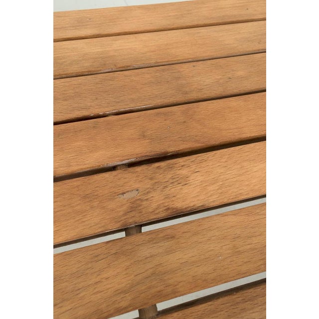 Vintage Slatted Wood Bench For Sale - Image 4 of 8