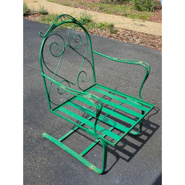 Vintage Mid-Century Style Meadowcraft Wrought Iron Counterlever Lounge Chair For Sale In Orlando - Image 6 of 8