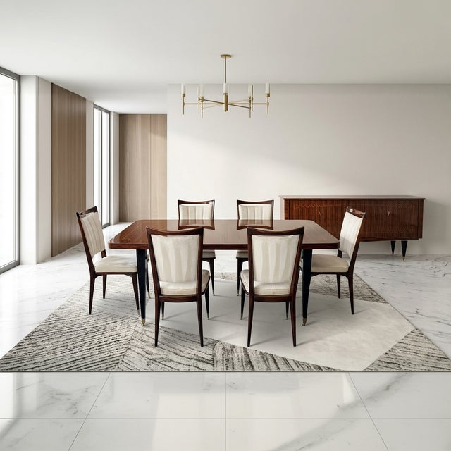 Art Deco French Elegance in Macassar Complete Dining Room with Fine Inlays, 1930s, Set of 8 For Sale - Image 6 of 18