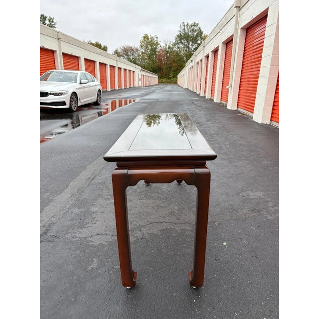 Wood Glass Top Wood Console Table For Sale - Image 7 of 8