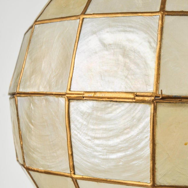 Vintage Statement Table Lamp Featuring Gold Guan Yin Figure and Capiz Shell Globe Shade For Sale - Image 17 of 17