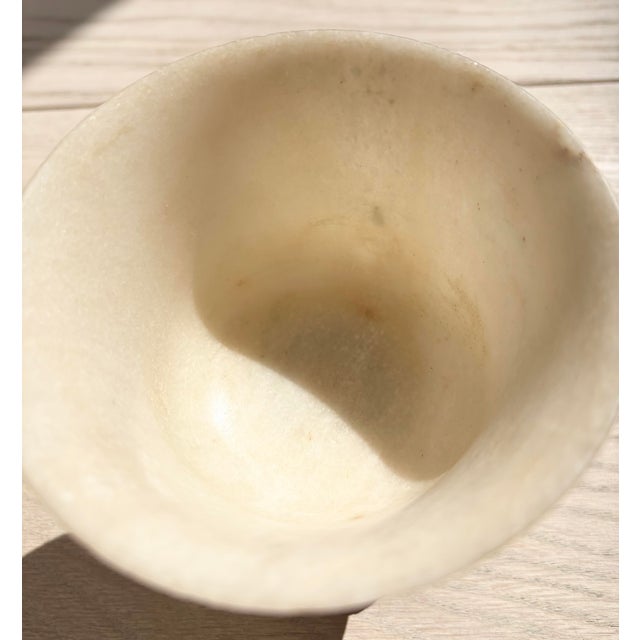 Antique Chinese Qing Carved Faux Mutton Fat White Jade Bowl W/Stand Read On For Sale - Image 4 of 9